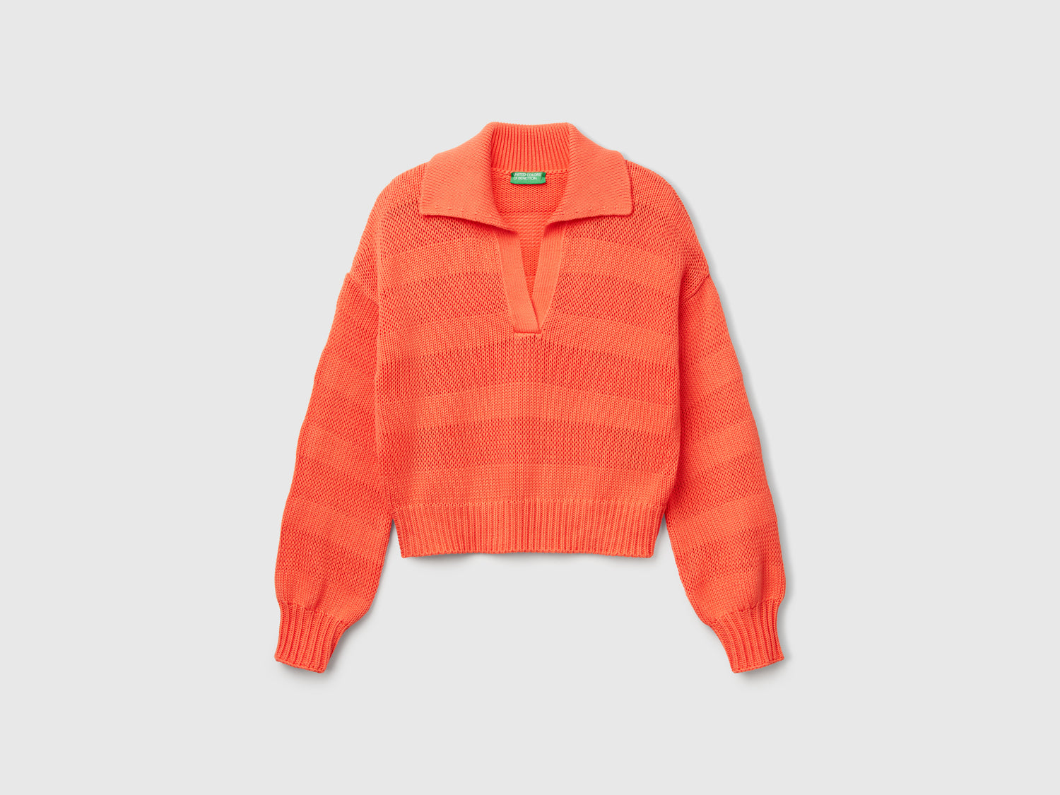 Maglioncino a polo 100% cotone da donna arancione | Benetton Outlet