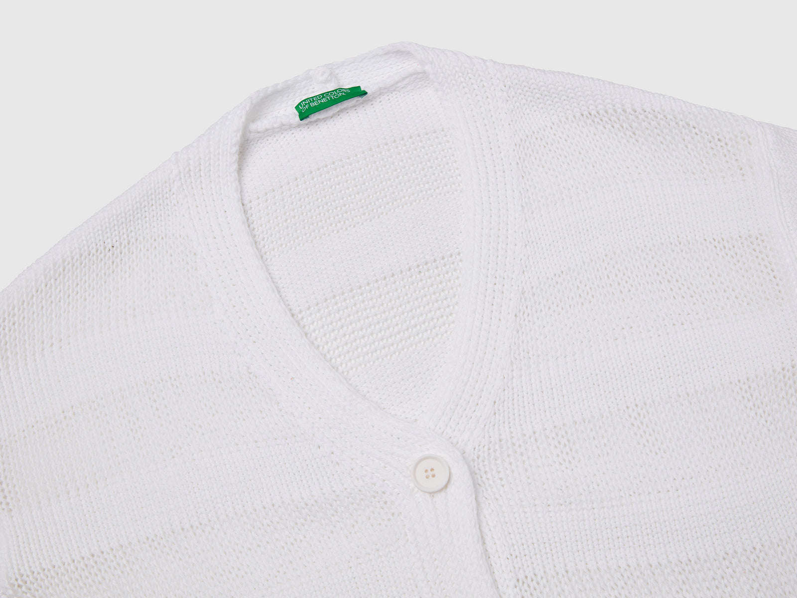 Cardigan lavorato 100% cotone da donna bianco 3 | Benetton Outlet