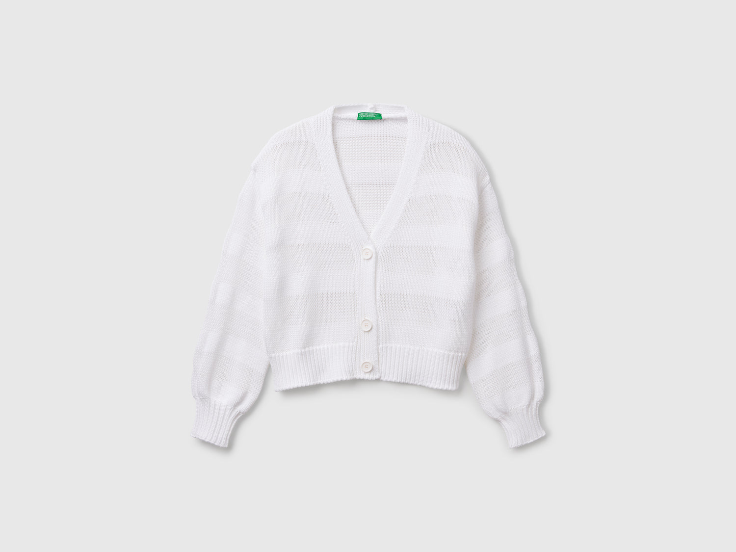 Cardigan lavorato 100% cotone da donna bianco | Benetton Outlet