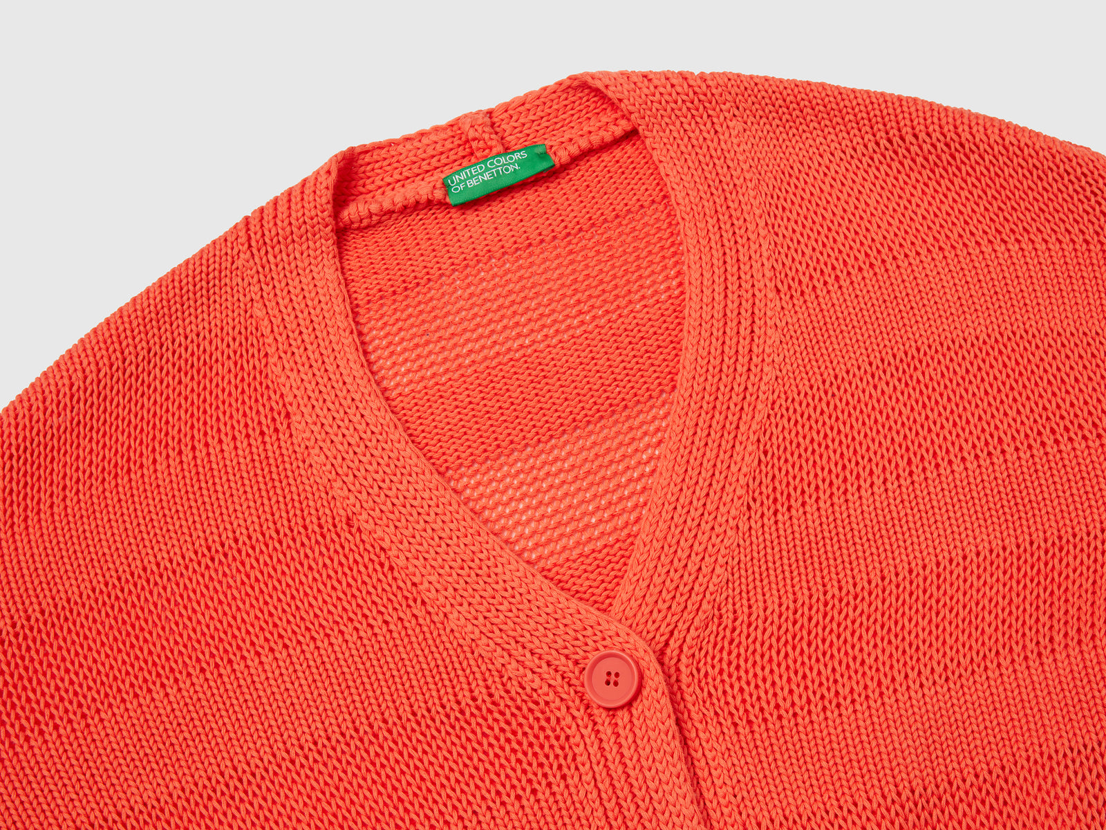 Cardigan lavorato 100% cotone da donna arancione 3 | Benetton Outlet