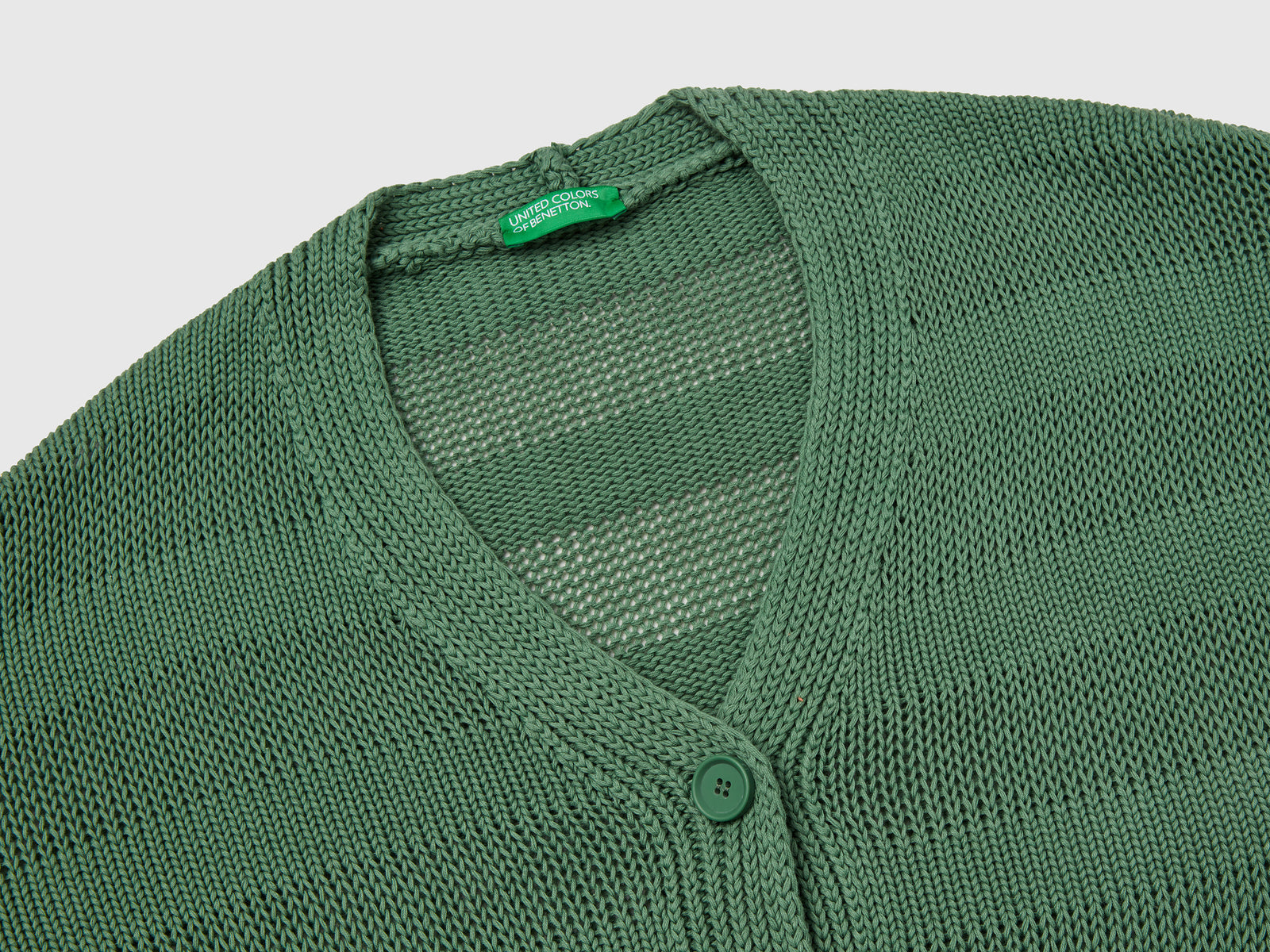 100% cotton knitted cardigan da donna verde 3 | Benetton Outlet