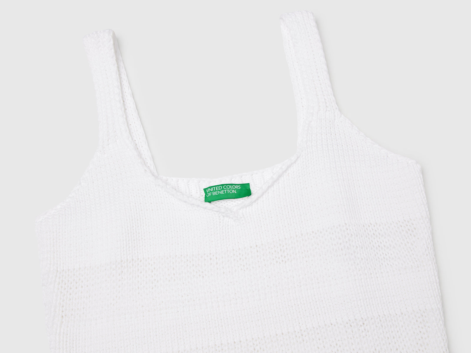 Canotta in maglia 100% cotone da donna bianco 3 | Benetton Outlet