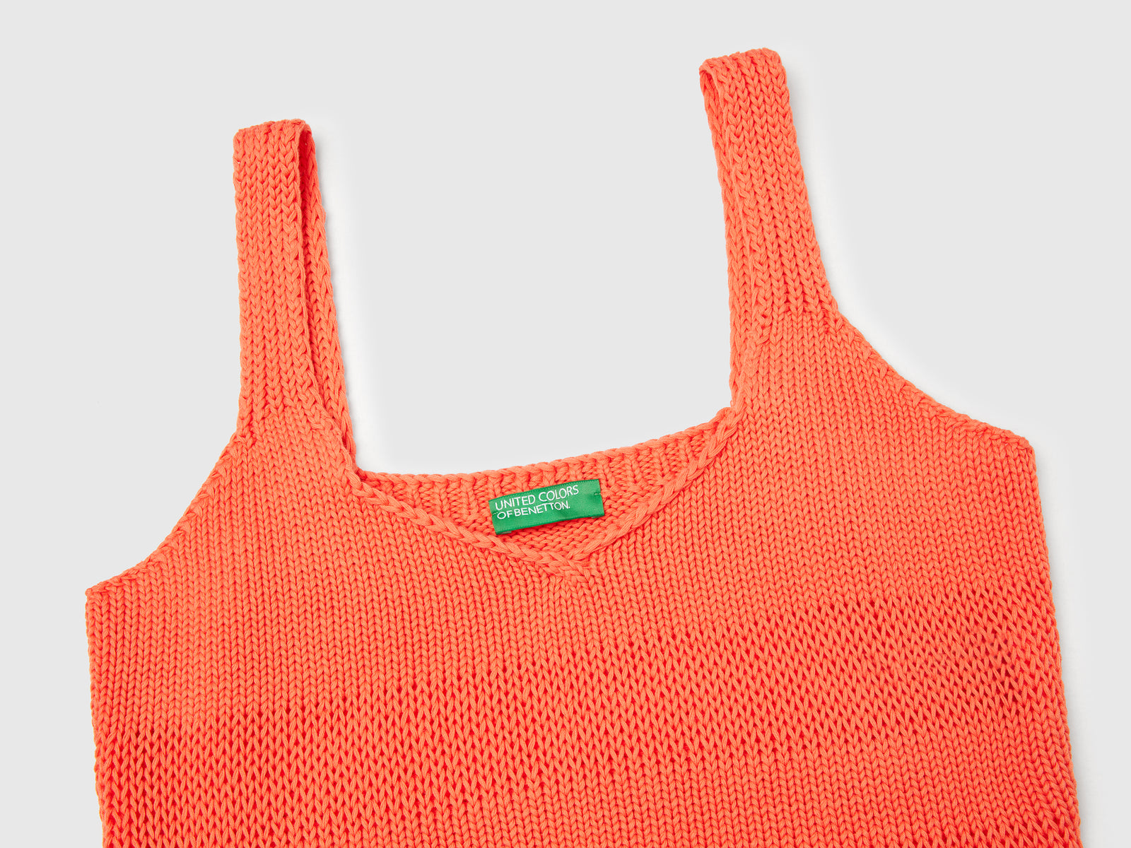 Canotta in maglia 100% cotone da donna arancione 3 | Benetton Outlet