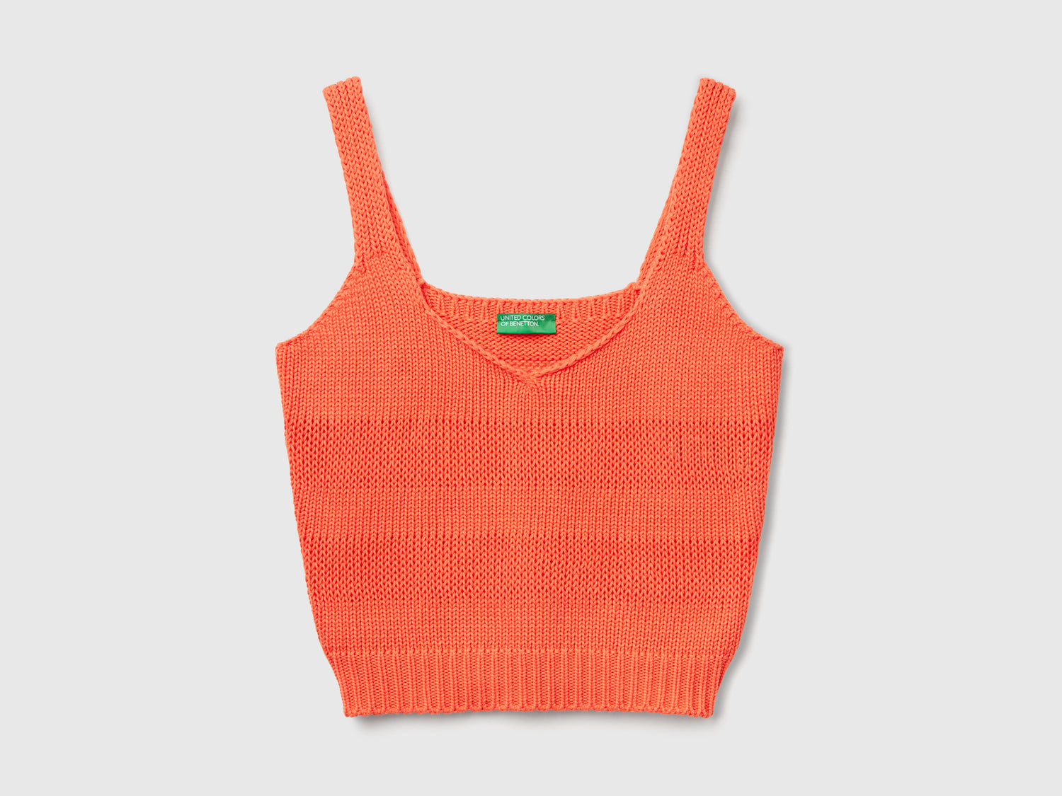 Canotta in maglia 100% cotone da donna arancione | Benetton Outlet