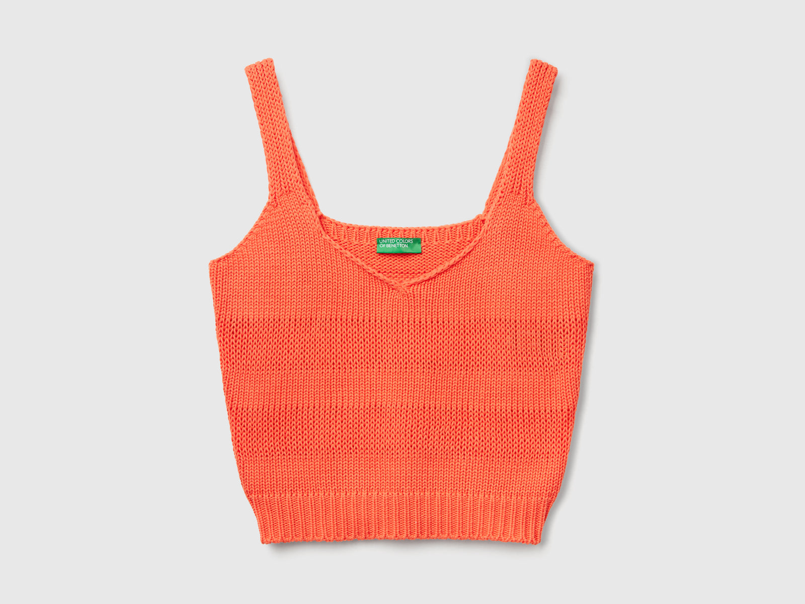 Canotta in maglia 100% cotone da donna arancione | Benetton Outlet