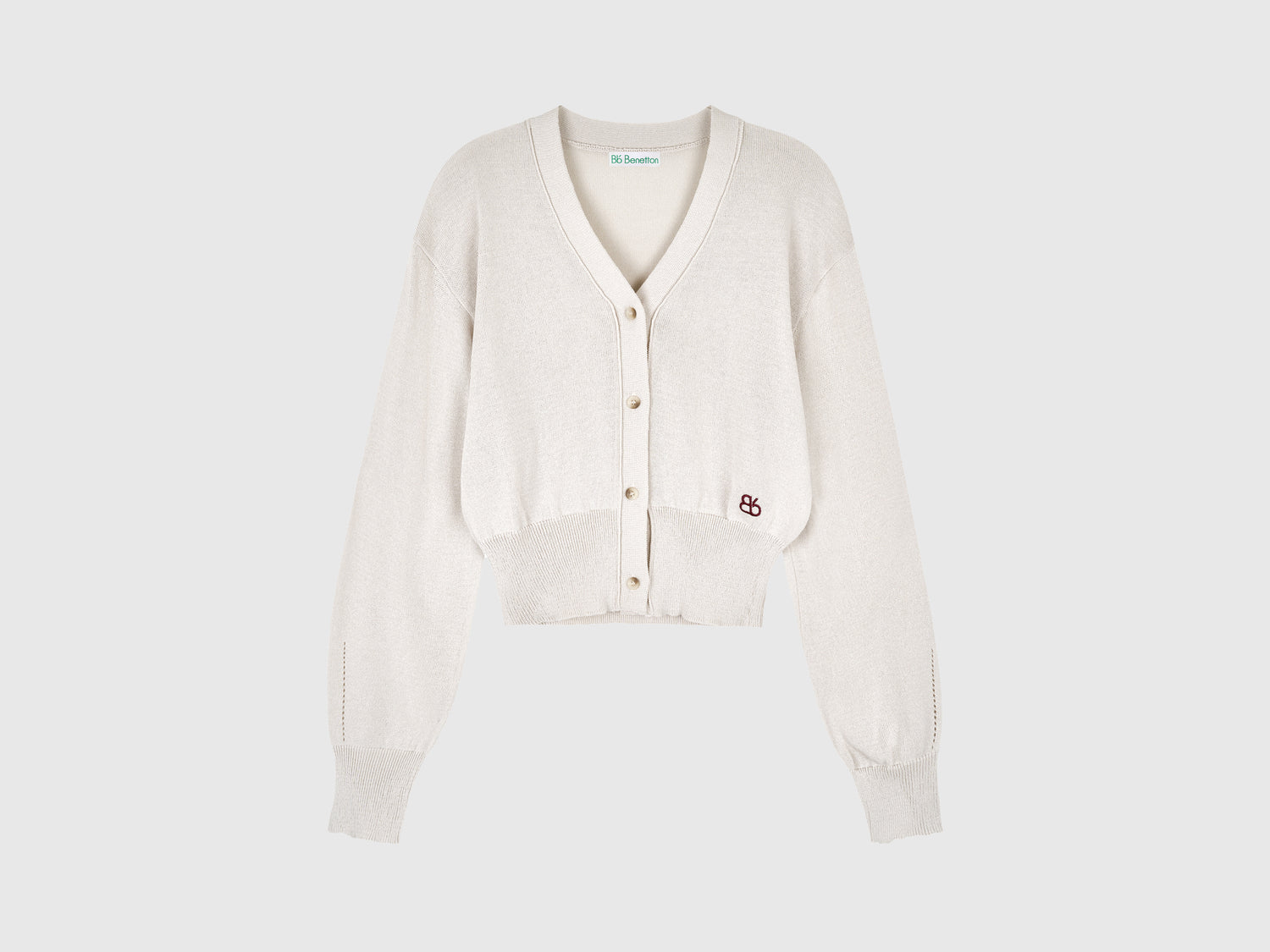 V-neck knitted cardigan da donna bianco panna | Benetton Outlet