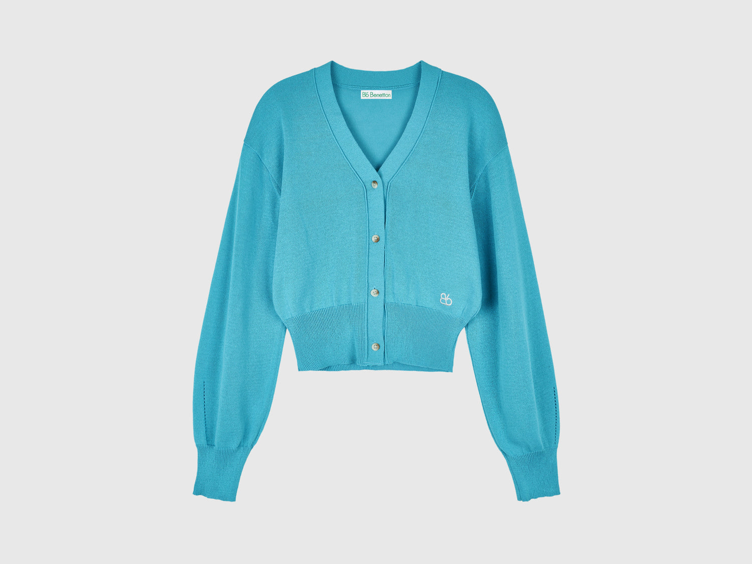 V-neck knitted cardigan da donna turchese | Benetton Outlet
