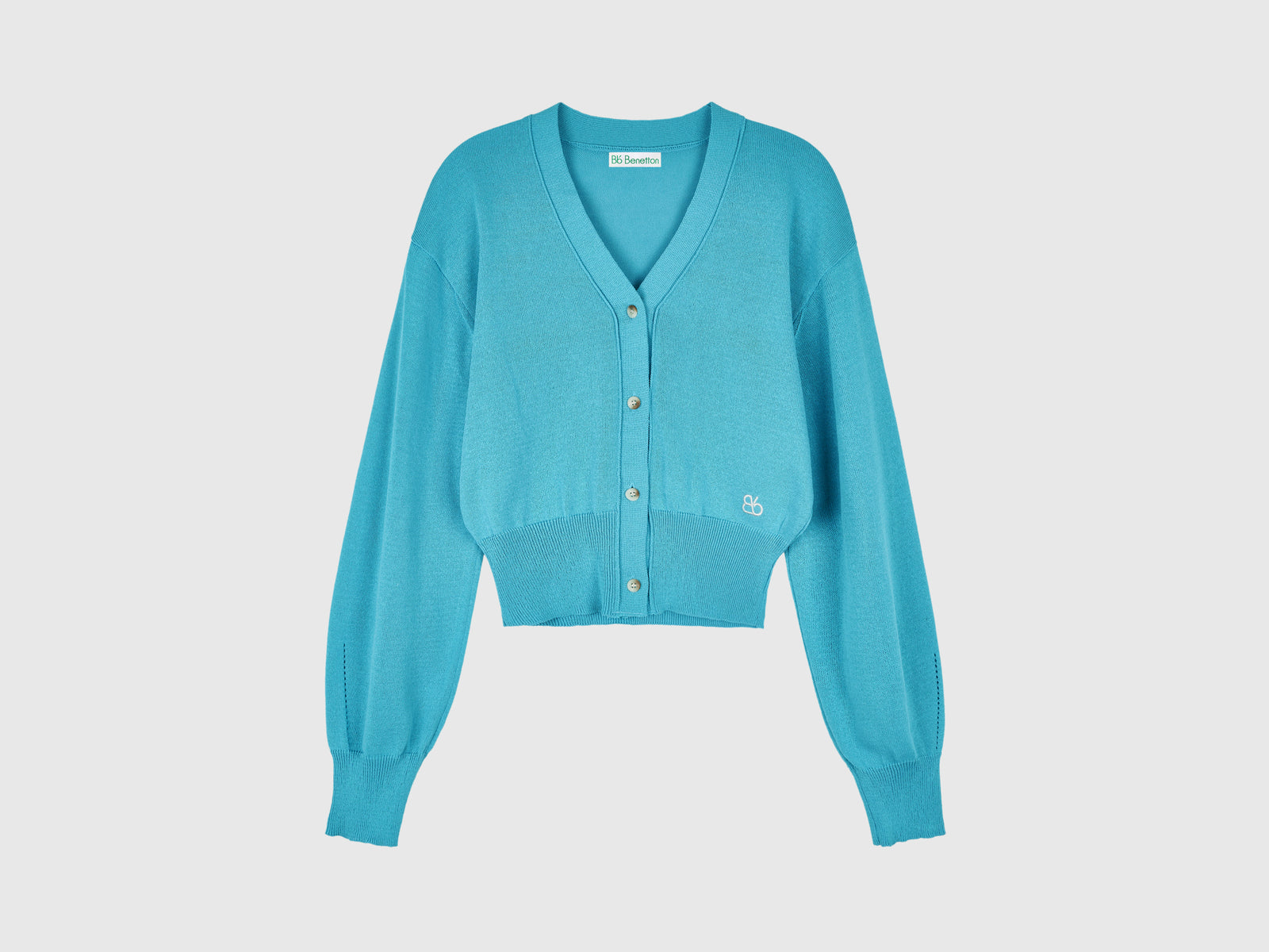V-neck knitted cardigan da donna turchese | Benetton Outlet