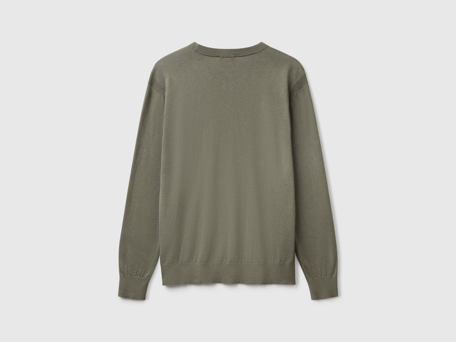 Maglione in misto viscosa e seta da uomo verde militare 2 | Benetton Outlet