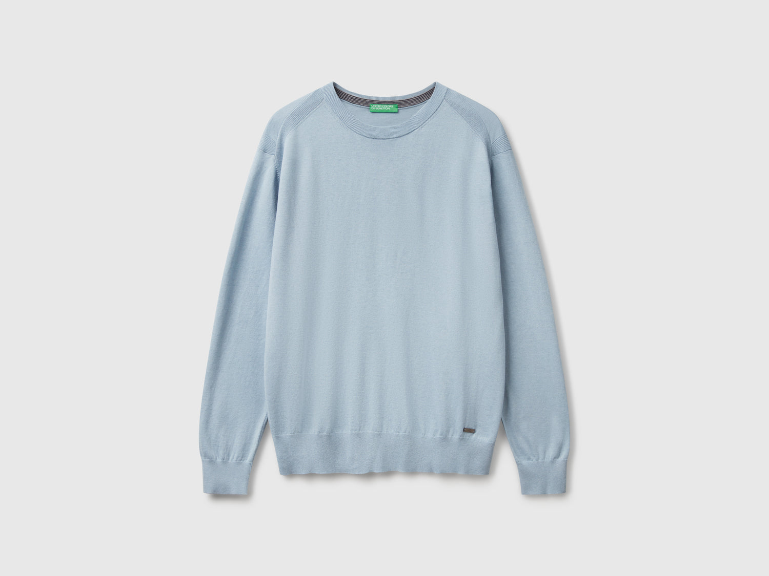 Maglione in misto viscosa e seta da uomo azzurro | Benetton Outlet