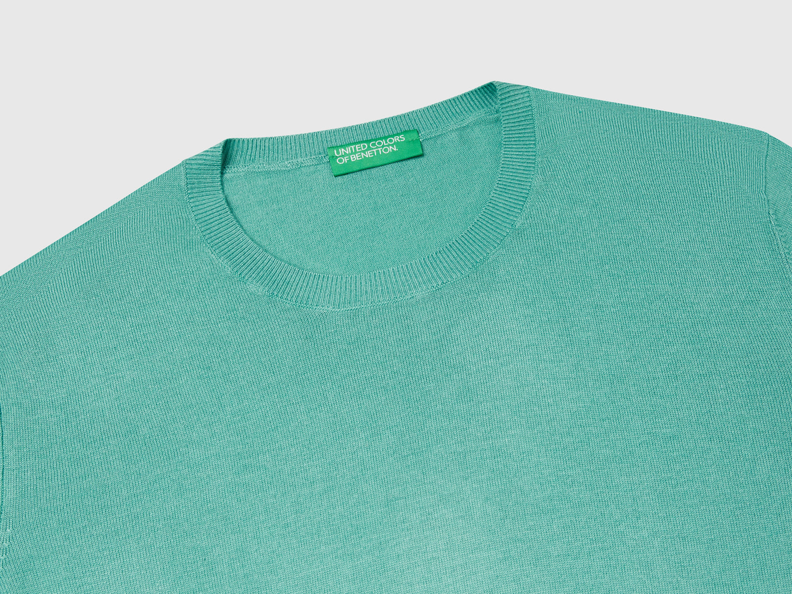 Maglia manica lunga in misto seta da donna verde acqua 3 | Benetton Outlet