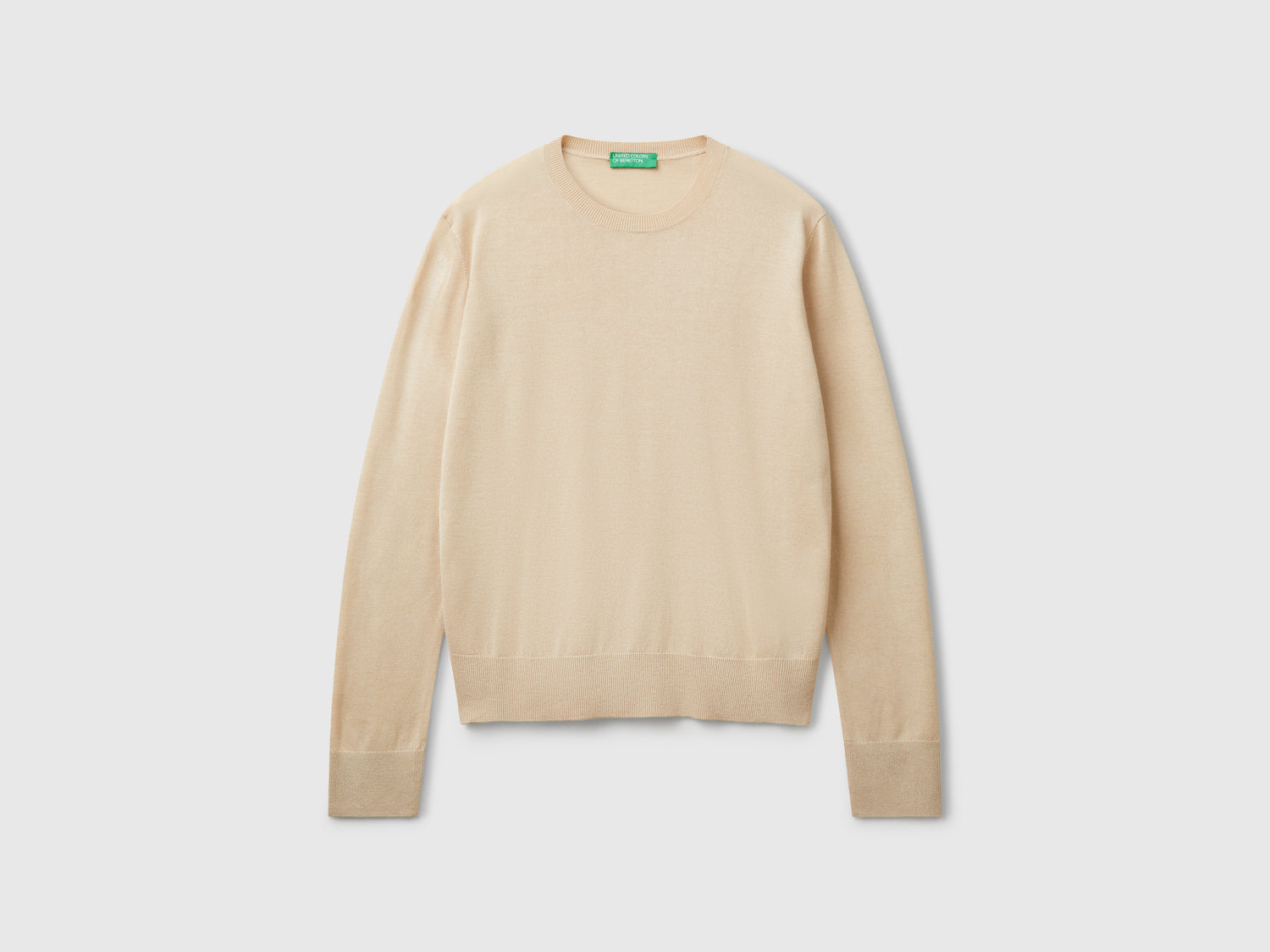 Maglia manica lunga in misto seta da donna beige | Benetton Outlet