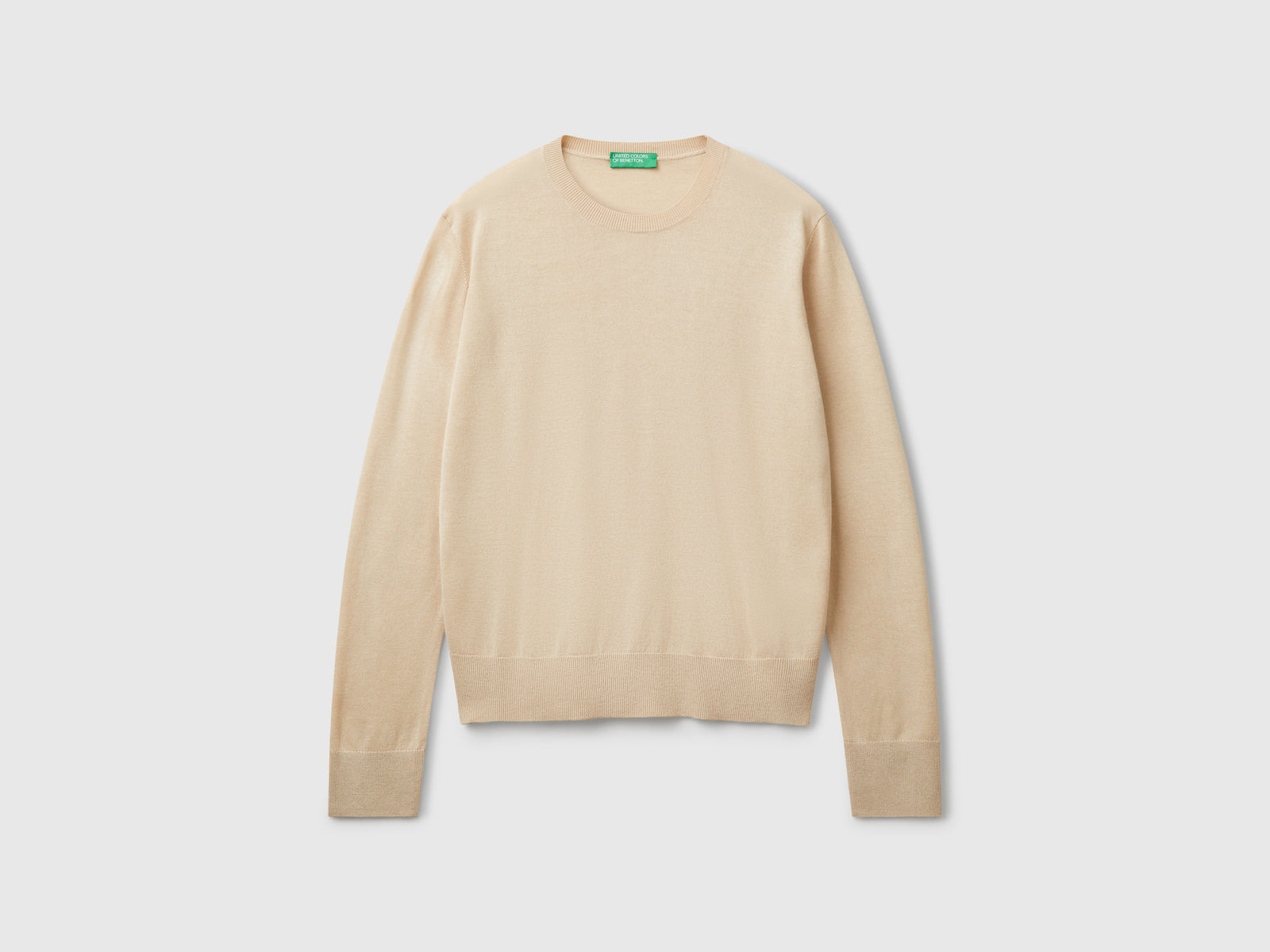 Maglia manica lunga in misto seta da donna beige | Benetton Outlet