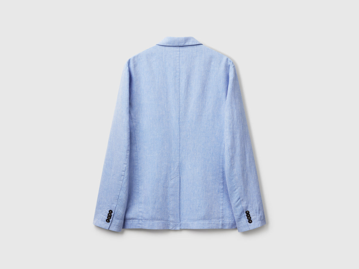 Blazer rigato in misto lino