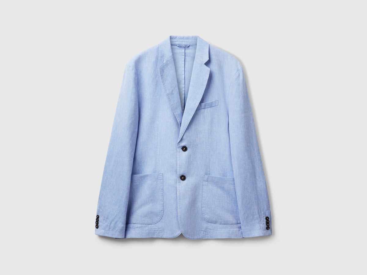 Blazer rigato in misto lino