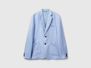 Blazer rigato in misto lino