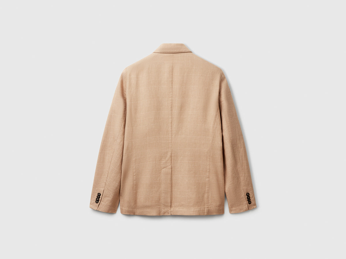 Blazer rigato in misto lino