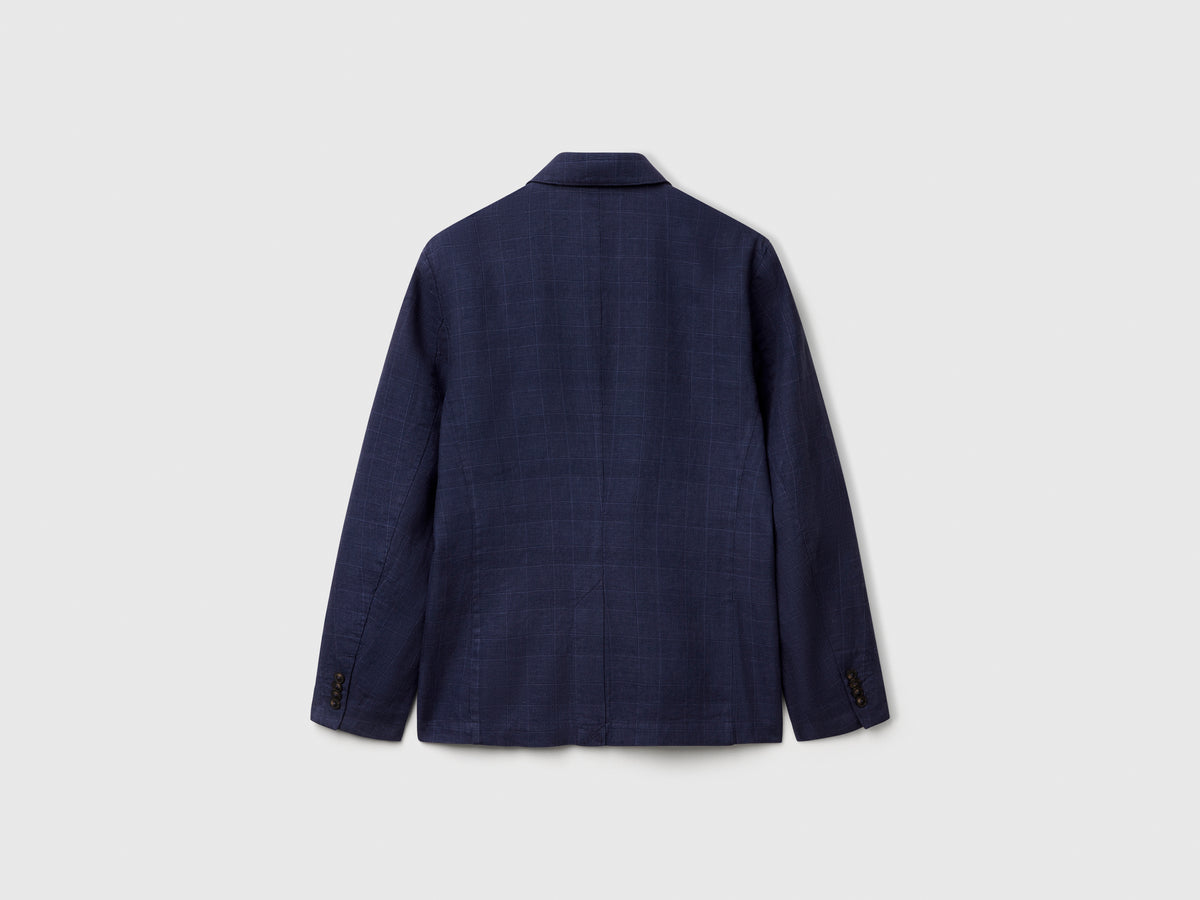 Blazer rigato in misto lino
