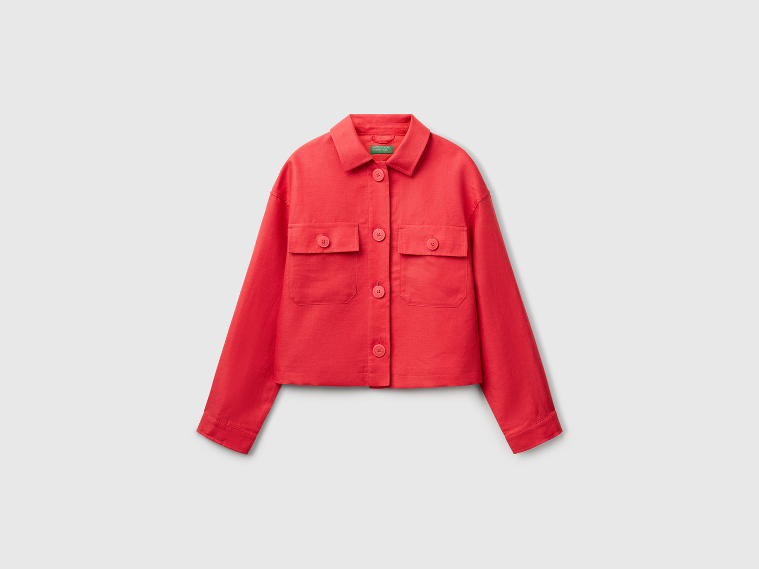 Giacca in misto lino da donna rosso mattone | Benetton Outlet
