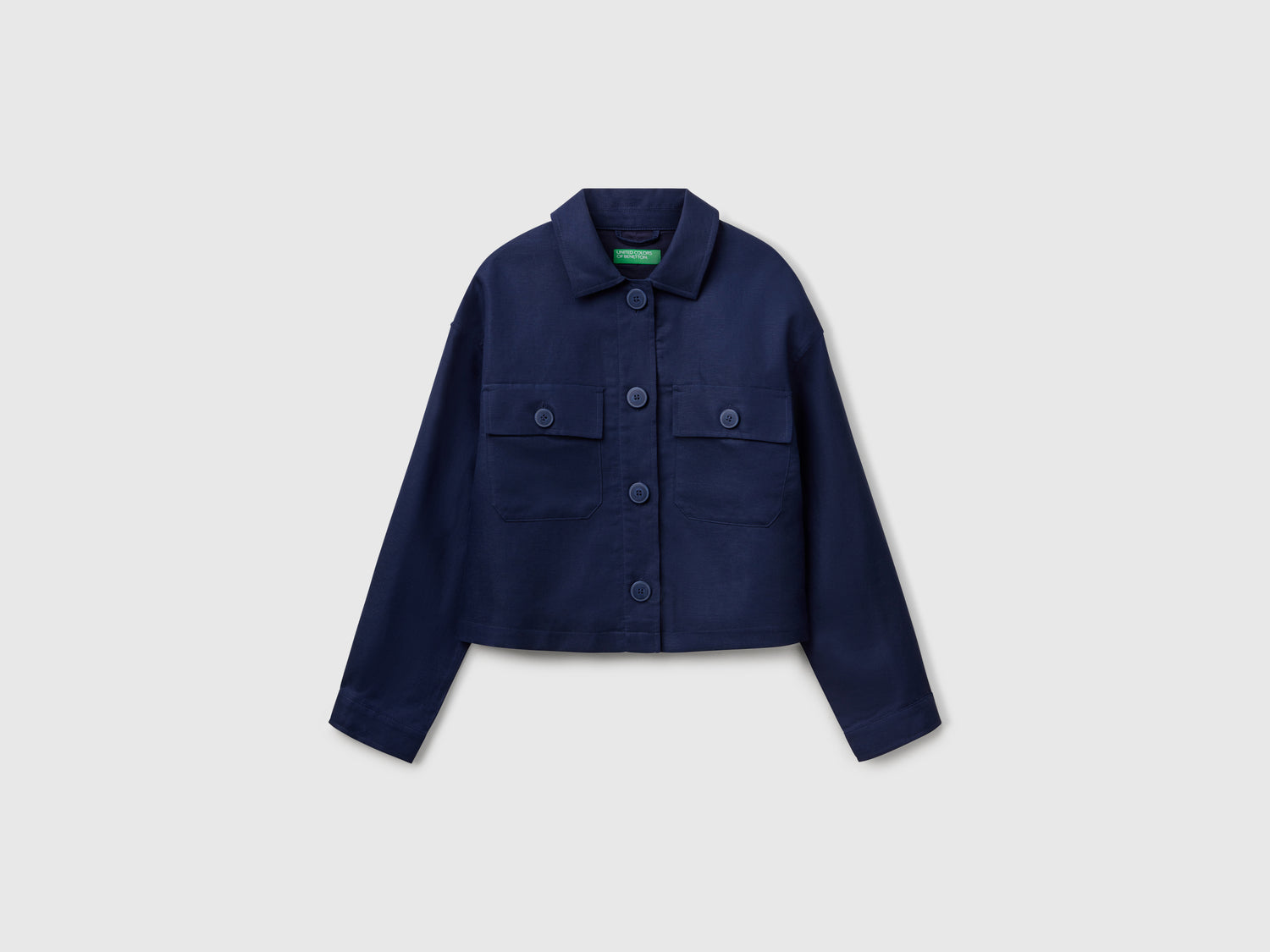 Giacca in misto lino da donna blu scuro | Benetton Outlet