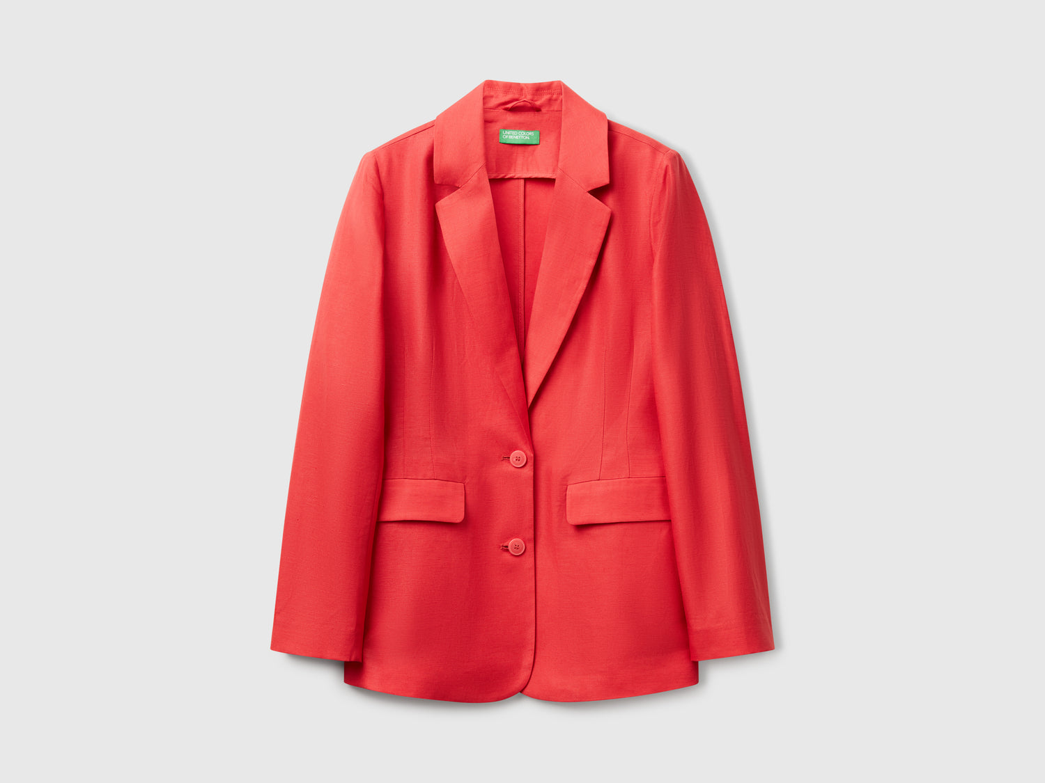 Blazer in misto lino da donna rosso mattone | Benetton Outlet