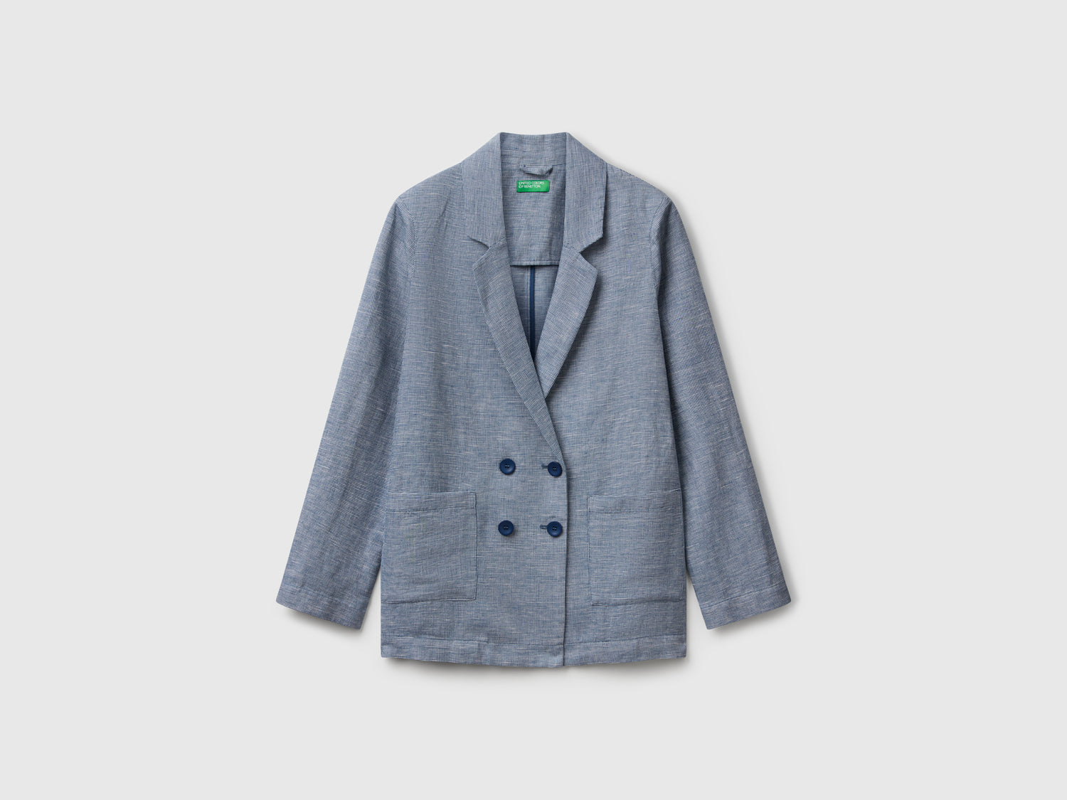 Giacca doppiopetto in misto lino da donna avio | Benetton Outlet