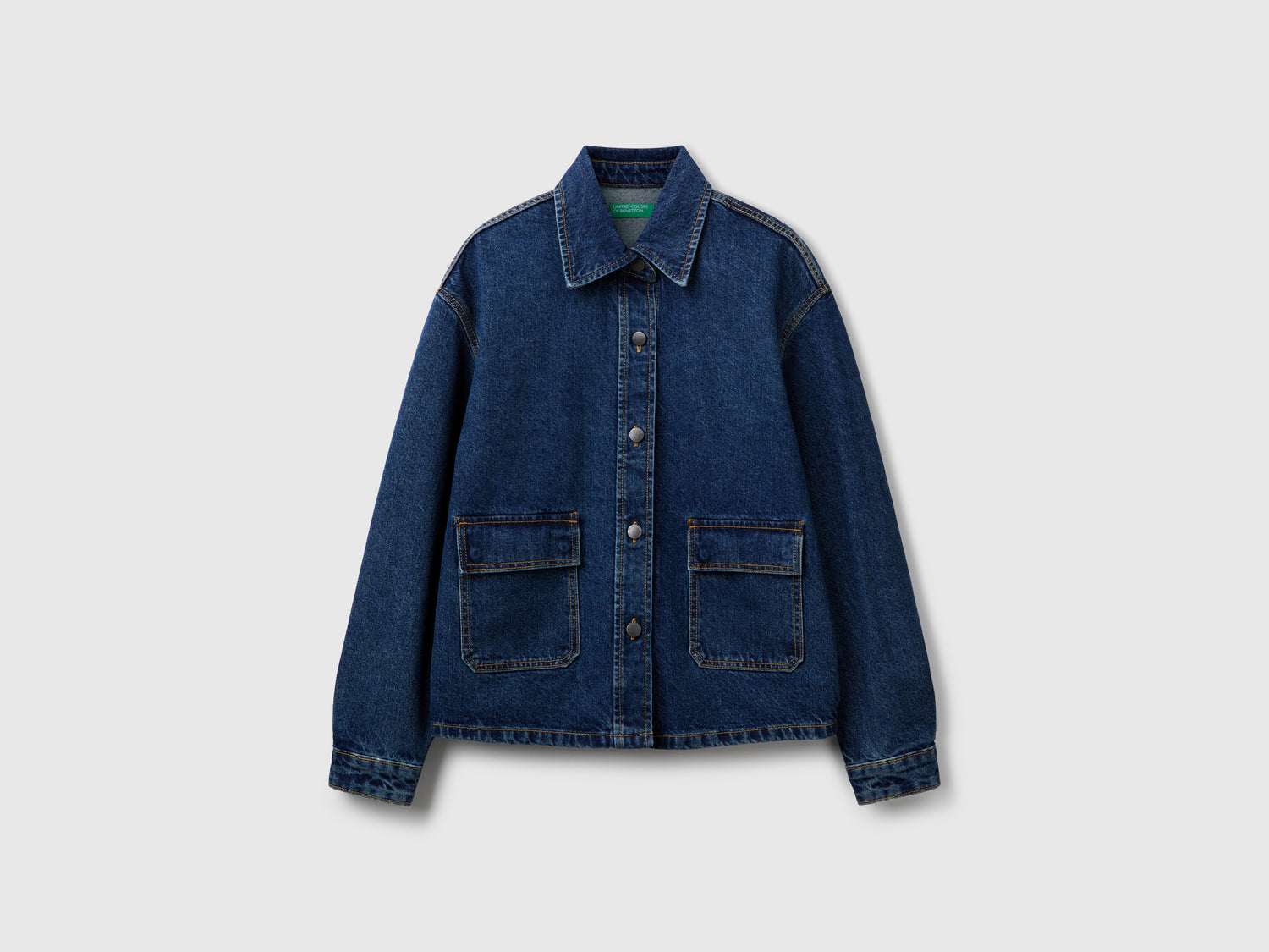 Giubbino di jeans oversize da donna blu scuro | Benetton Outlet