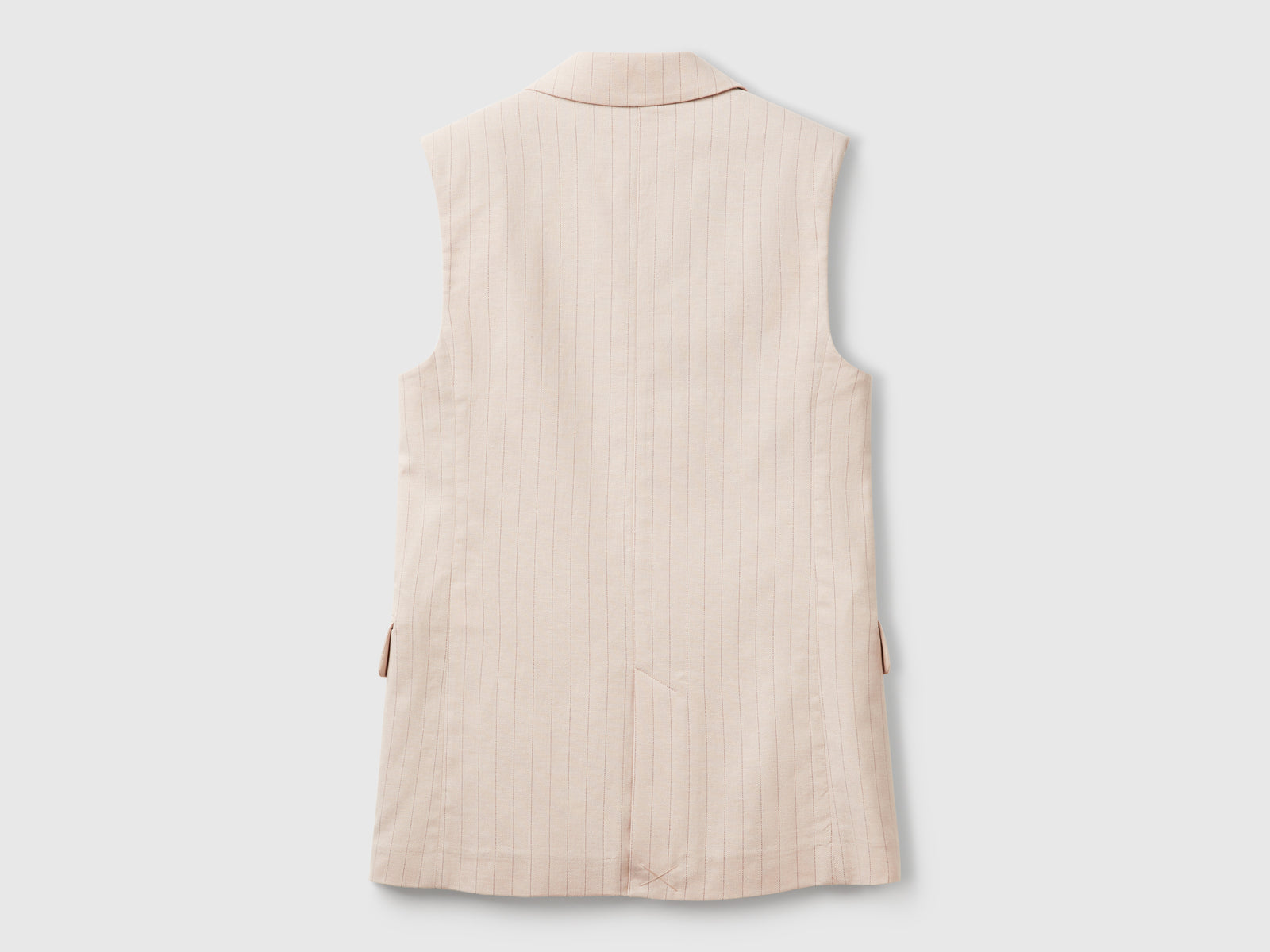 Gilet lungo gessato da donna beige 2 | Benetton Outlet