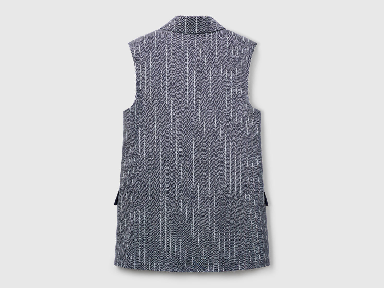 Gilet lungo gessato da donna blu scuro 2 | Benetton Outlet