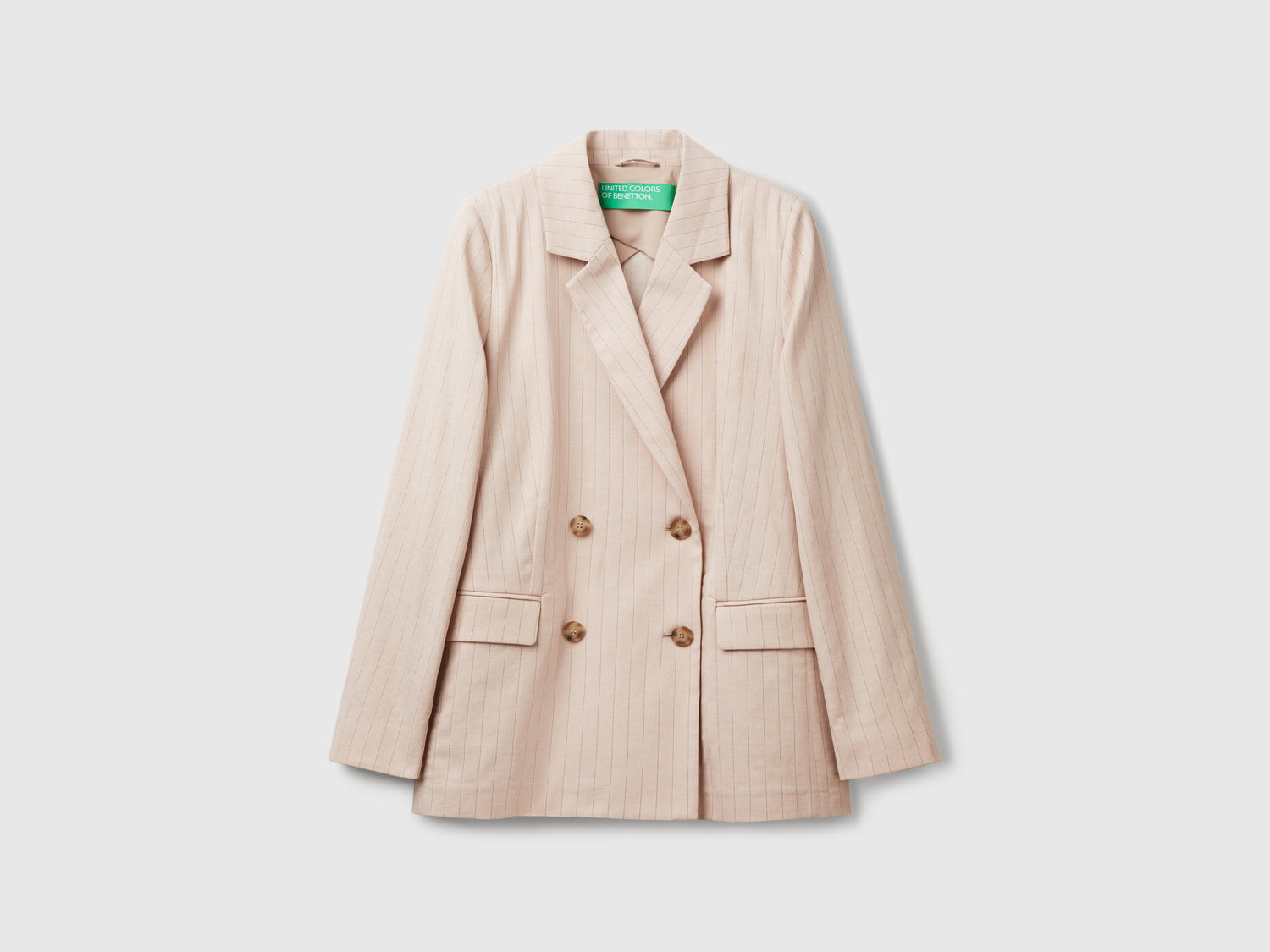 Blazer gessato doppiopetto da donna beige | Benetton Outlet