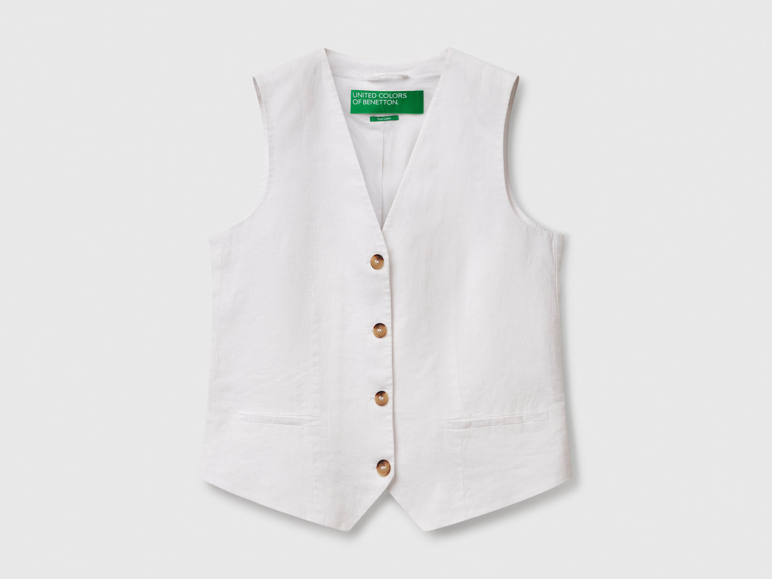 Pure linen vest da donna bianco | Benetton Outlet