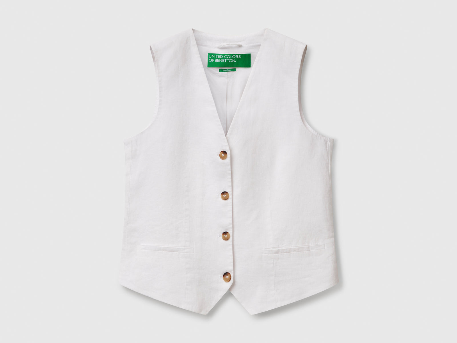 Pure linen vest da donna bianco | Benetton Outlet