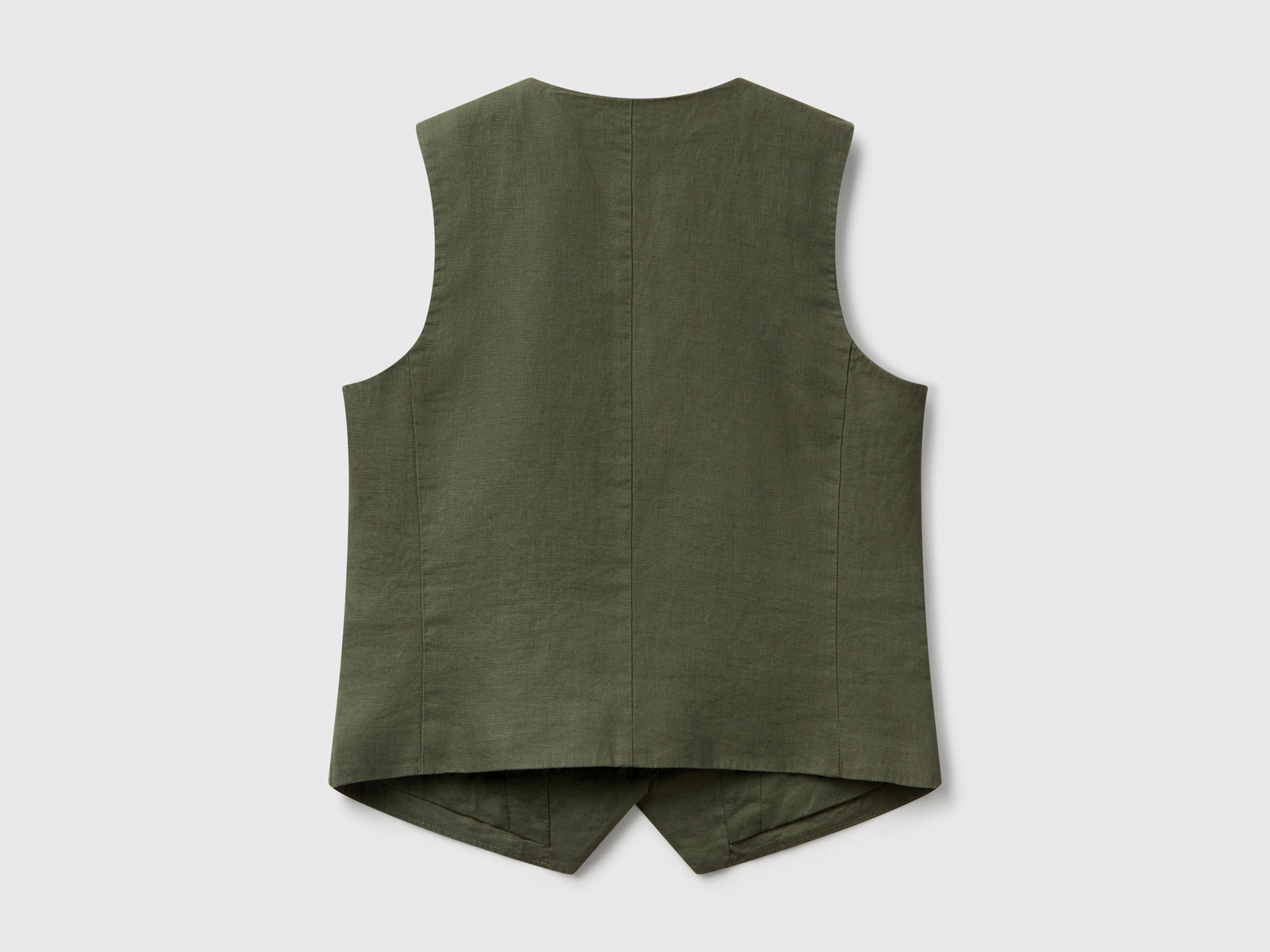 Gilet in puro lino da donna verde militare 2 | Benetton Outlet