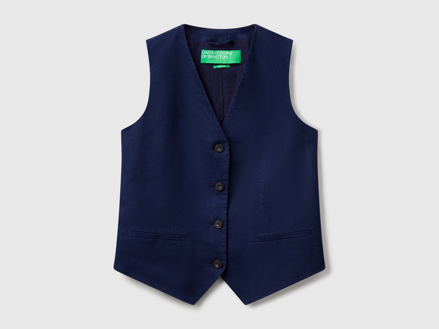 Pure linen vest da donna blu scuro | Benetton Outlet