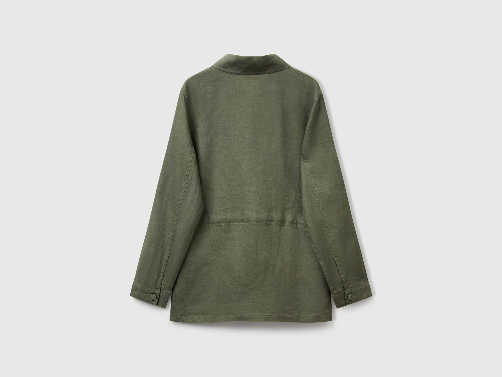 Giacca con coulisse in puro lino da donna verde militare 2 | Benetton Outlet