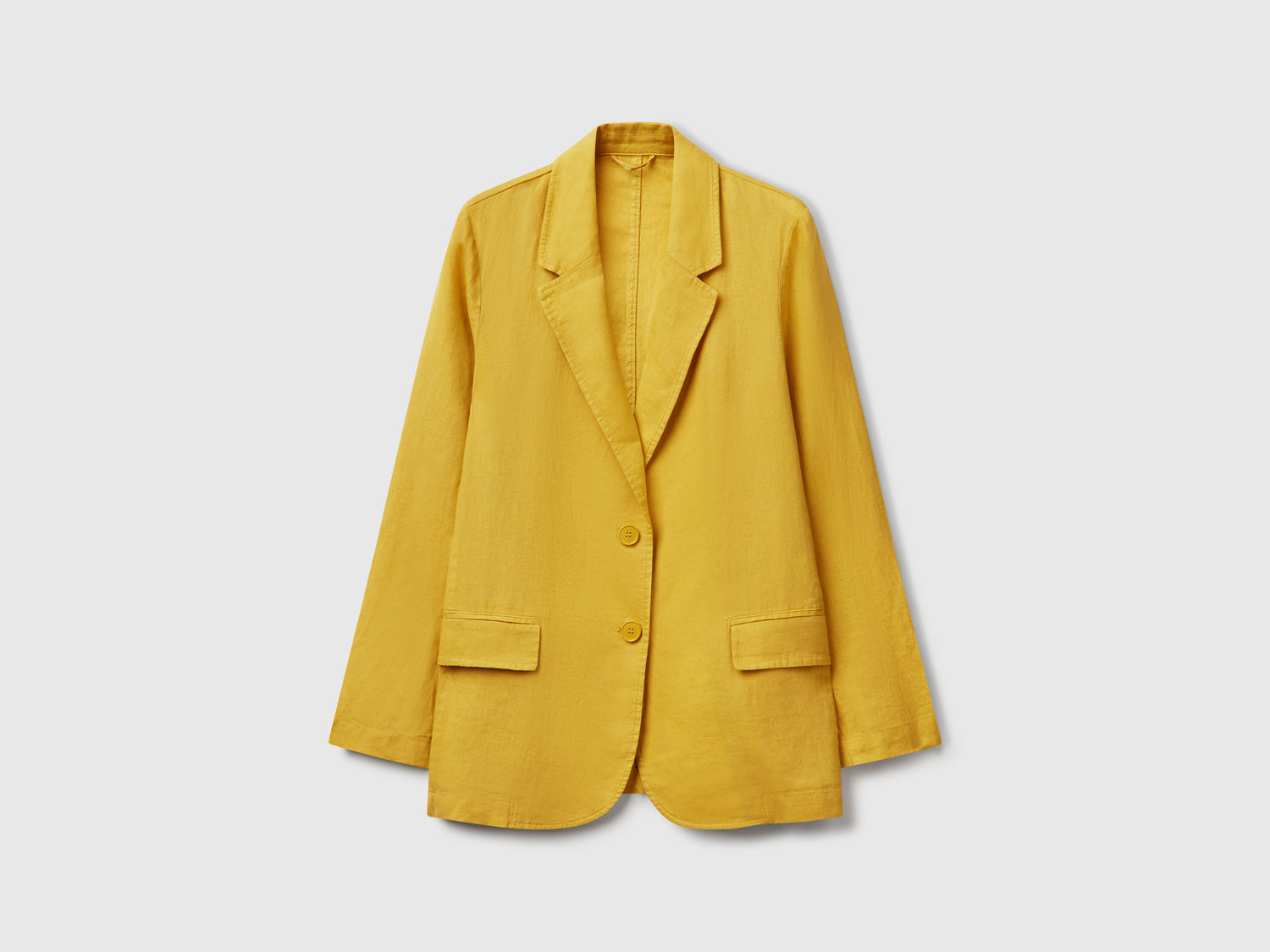 Blazer in puro lino da donna senape | Benetton Outlet