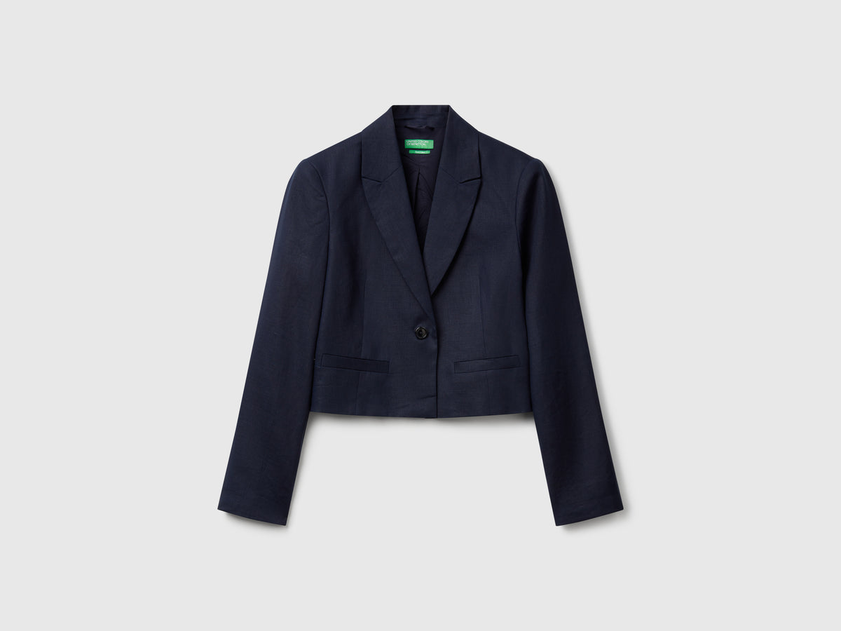 Blazer corto in puro lino