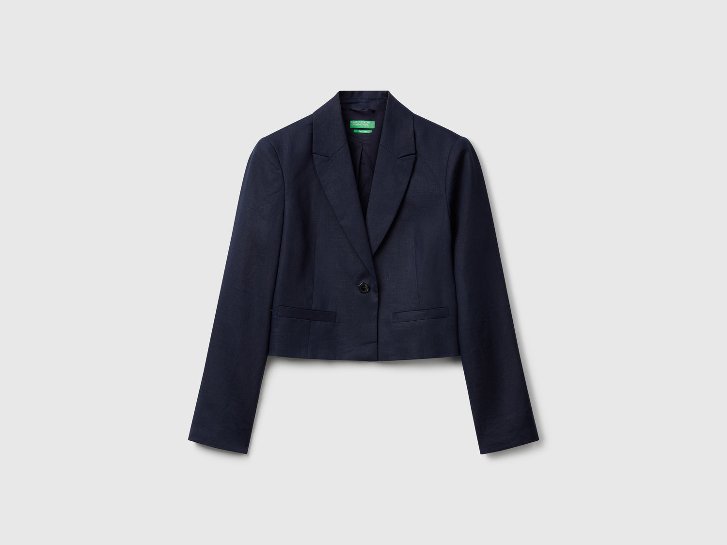 Blazer corto in puro lino da donna blu scuro | Benetton Outlet