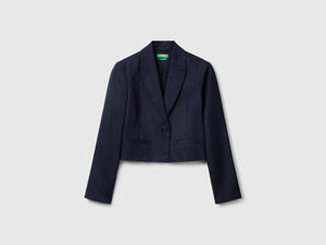 Blazer corto in puro lino