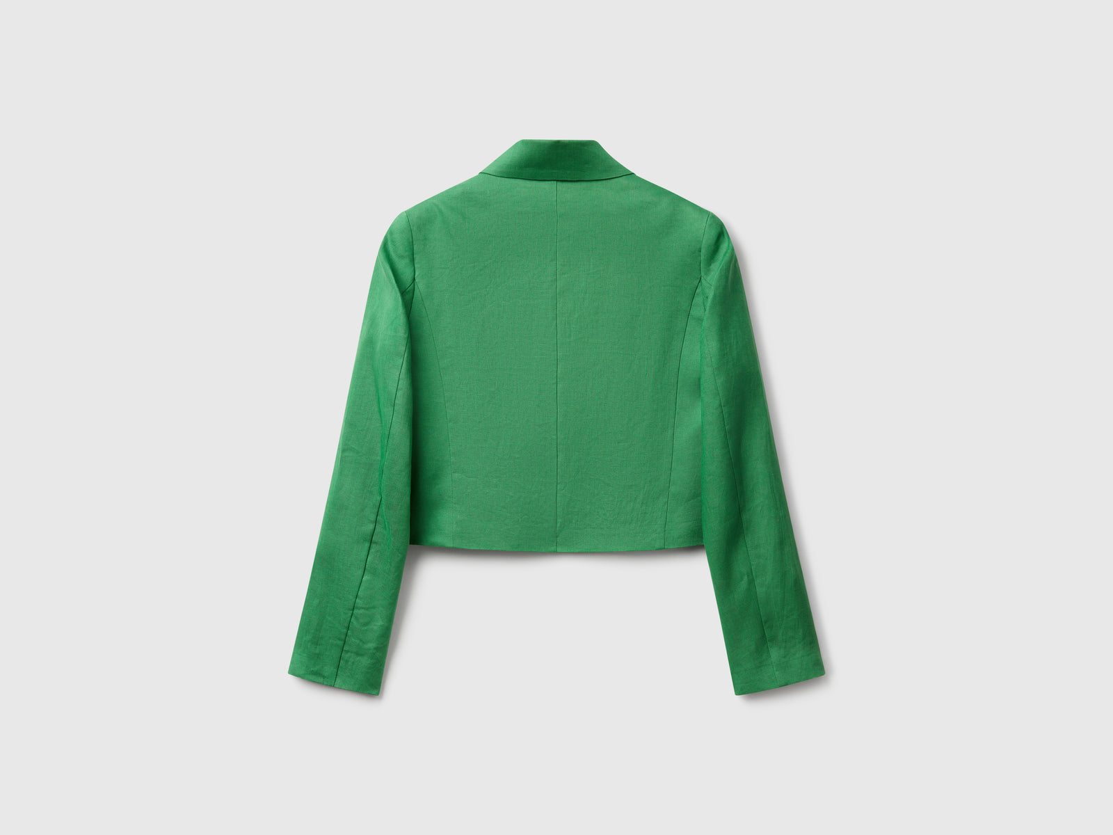 Blazer corto in puro lino da donna verde 2 | Benetton Outlet
