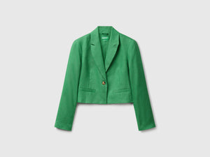 Blazer corto in puro lino