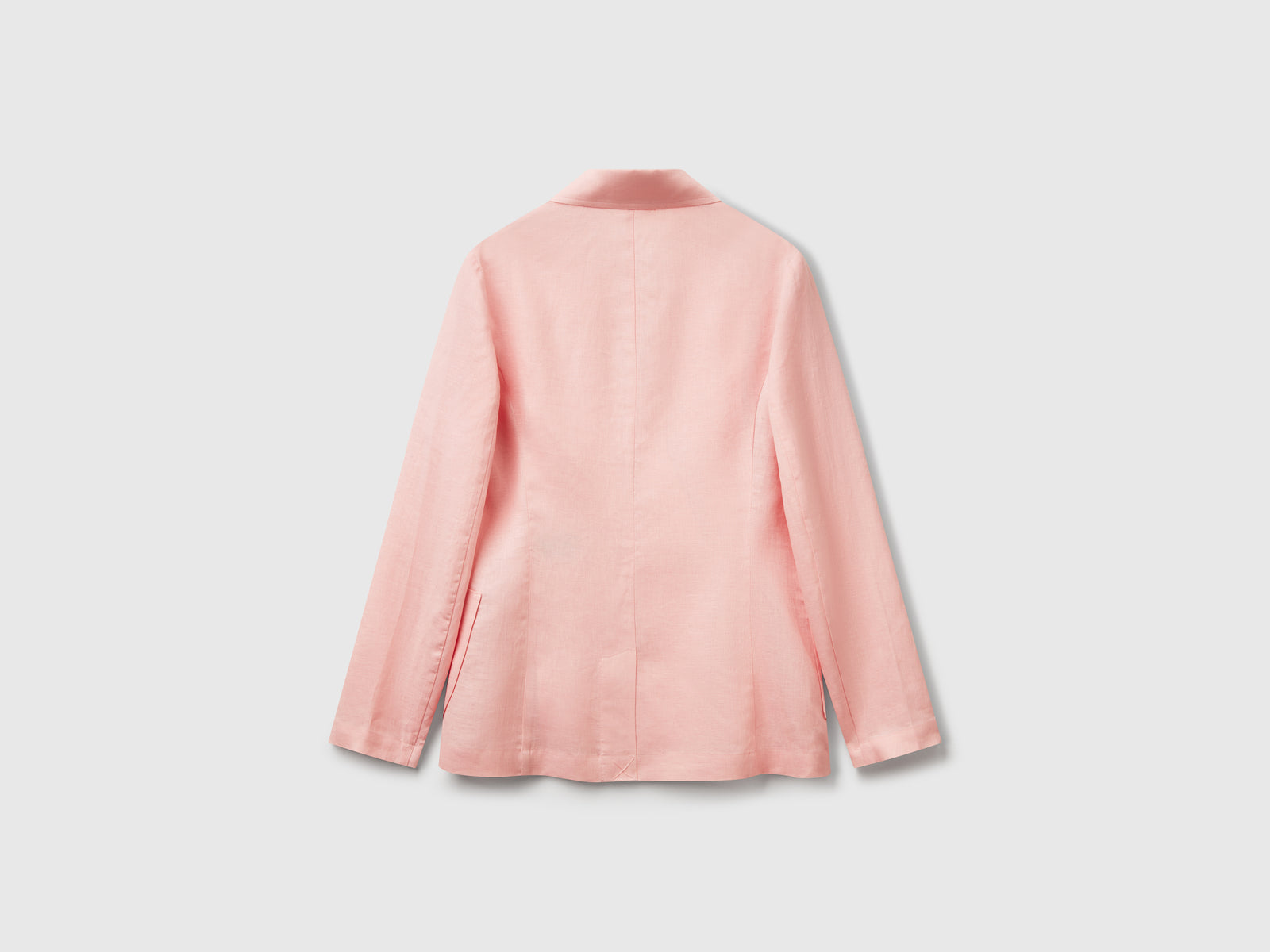 Giacca doppiopetto in puro lino da donna rosa tenue 2 | Benetton Outlet