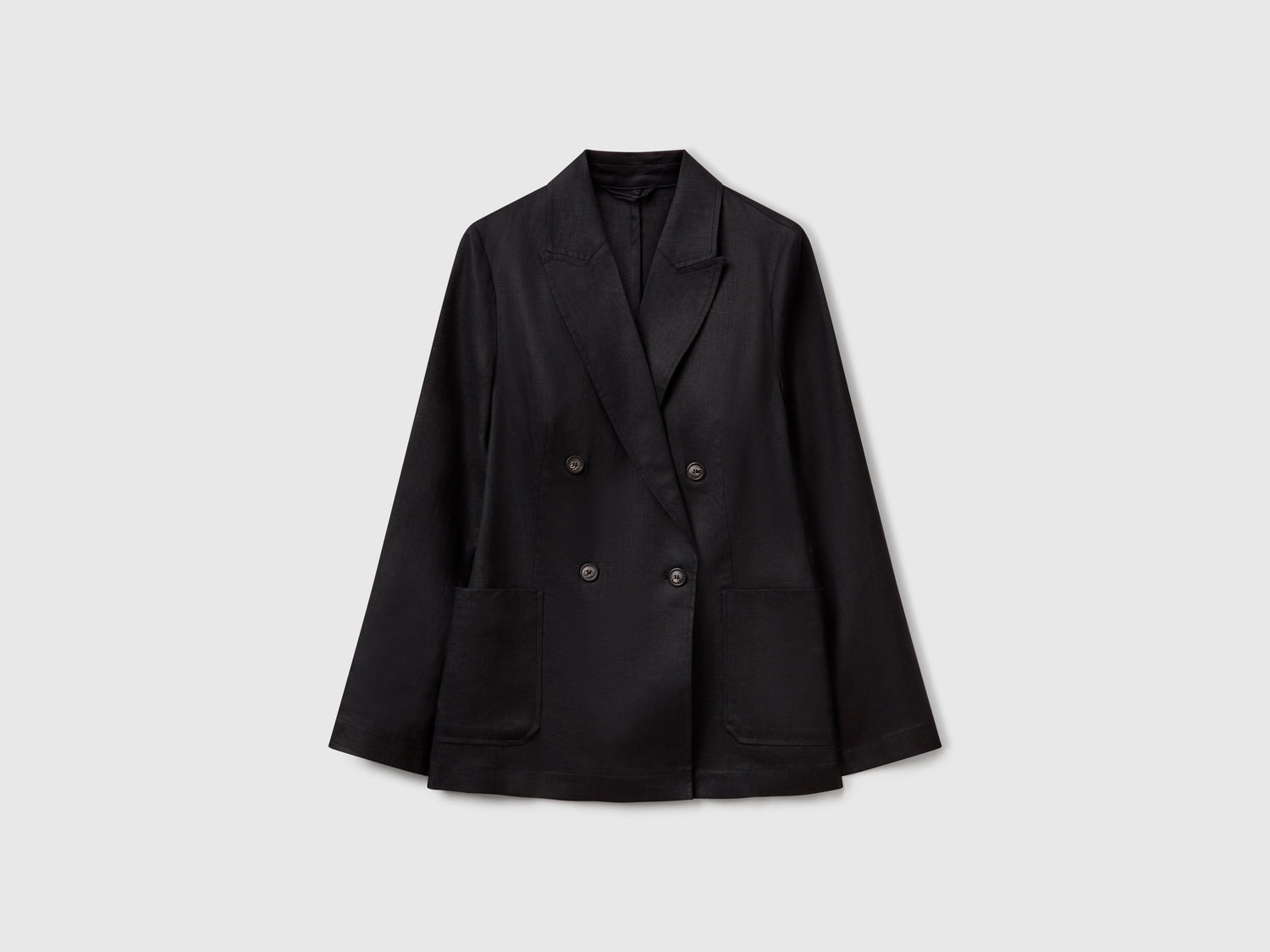 Giacca doppiopetto in puro lino da donna nero | Benetton Outlet