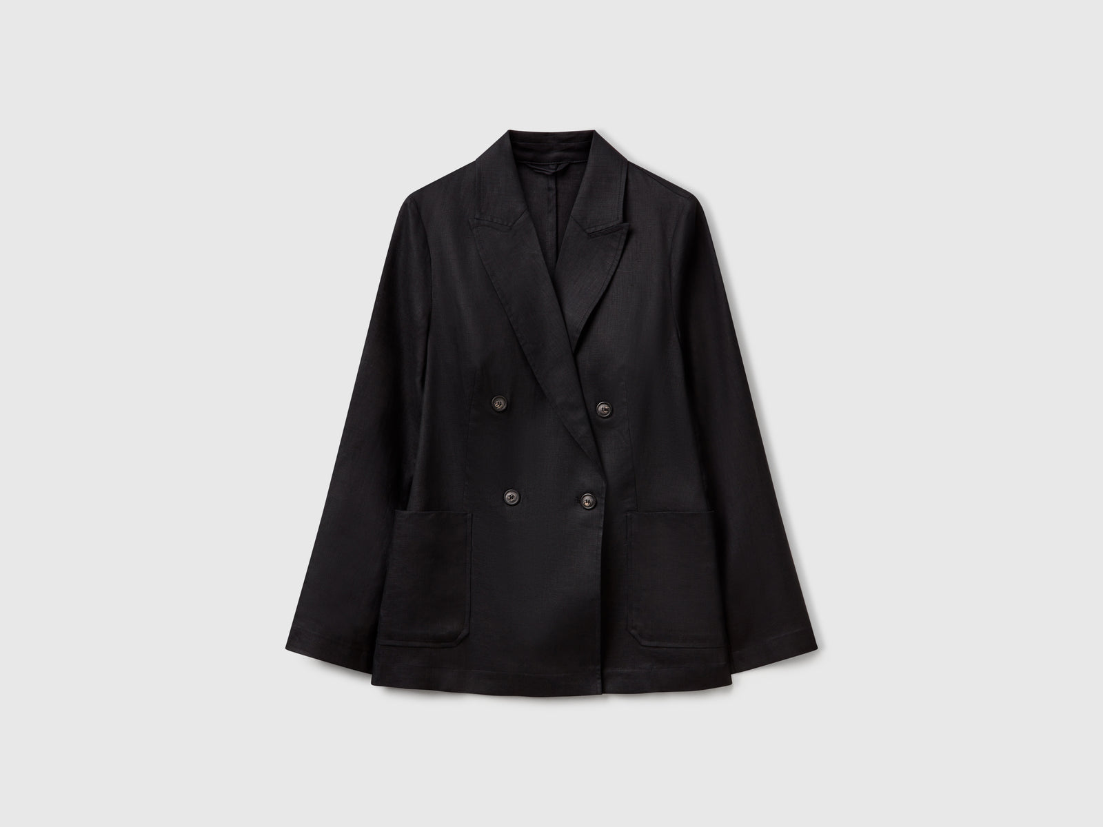 Giacca doppiopetto in puro lino da donna nero | Benetton Outlet