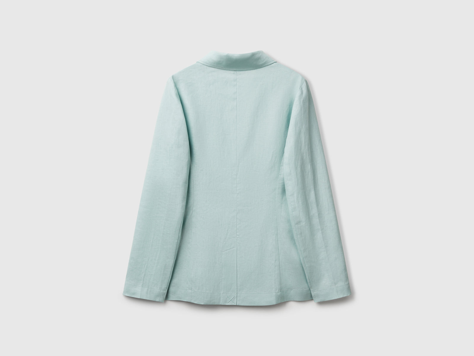 Giacca doppiopetto in puro lino da donna verde acqua 2 | Benetton Outlet