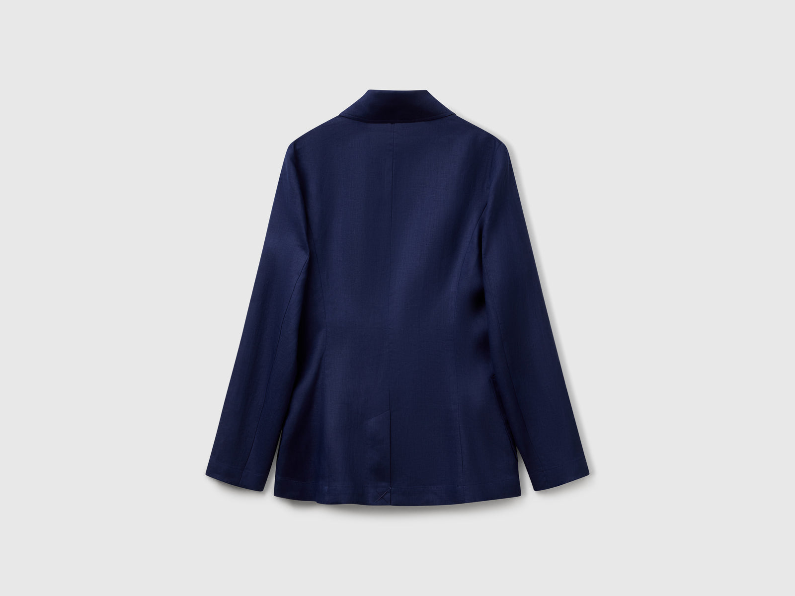 Giacca doppiopetto in puro lino da donna blu scuro 2 | Benetton Outlet