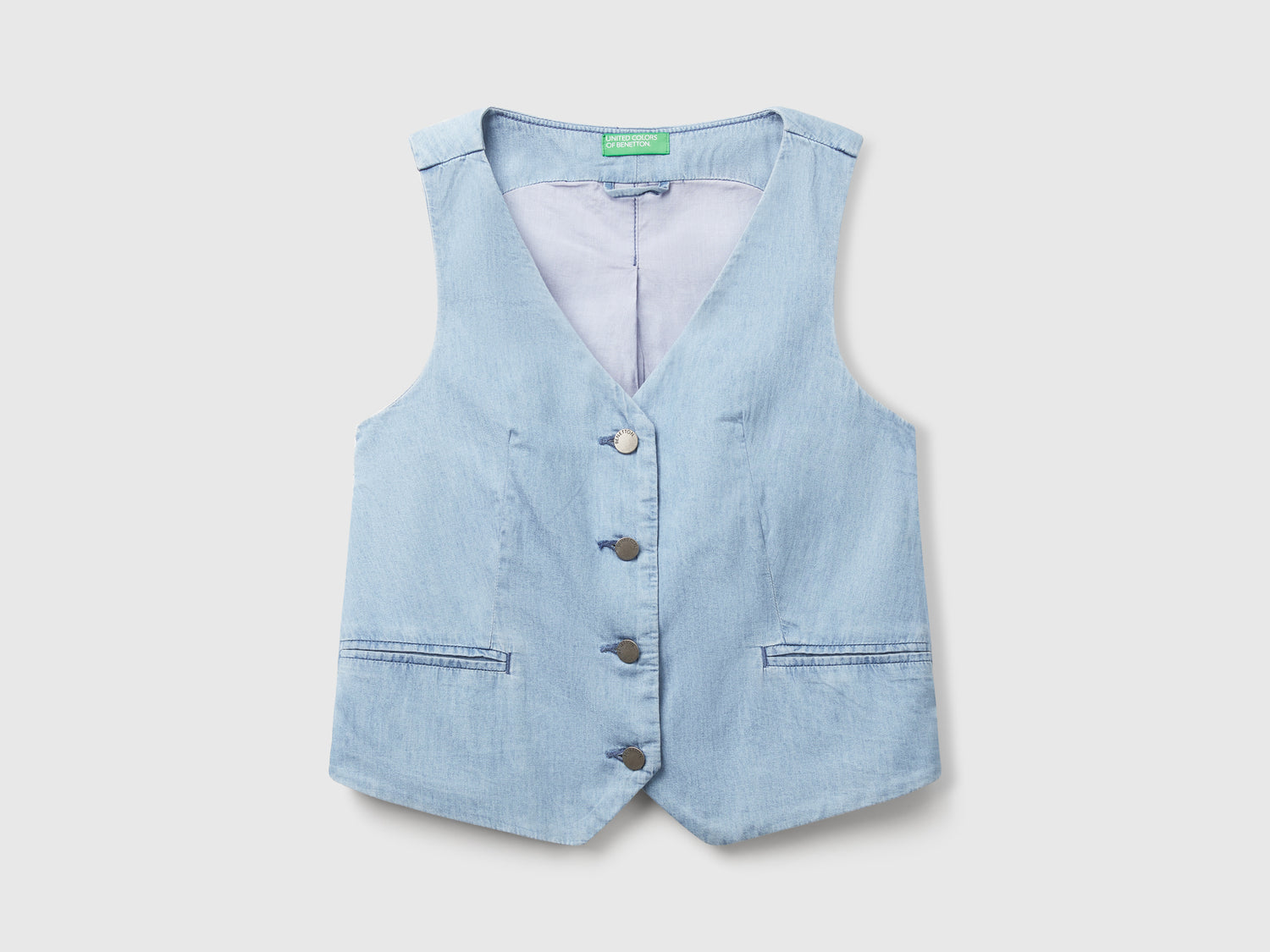 Gilet in chambray da donna blu | Benetton Outlet