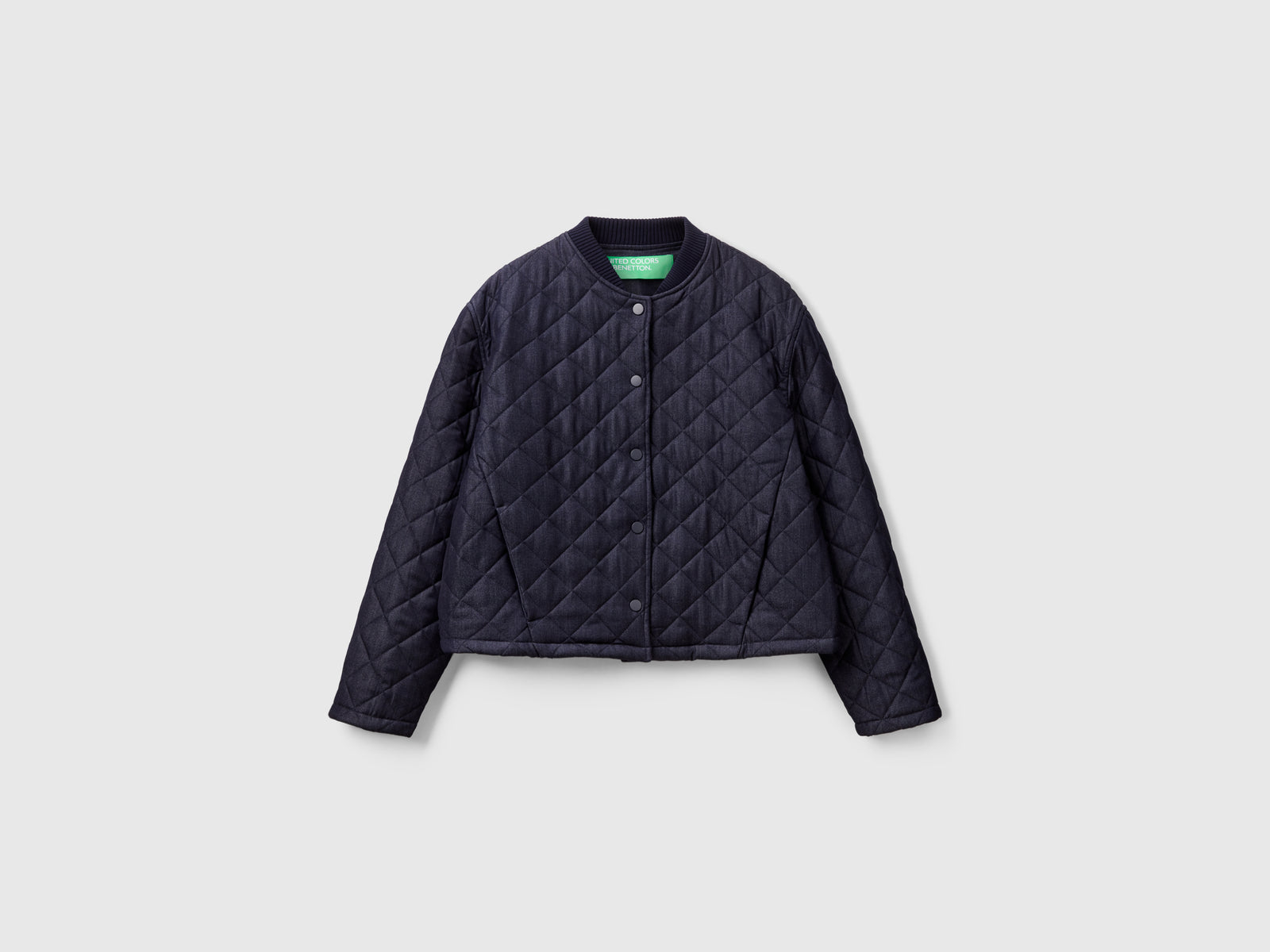 Giubbotto trapuntato effetto denim da donna blu | Benetton Outlet