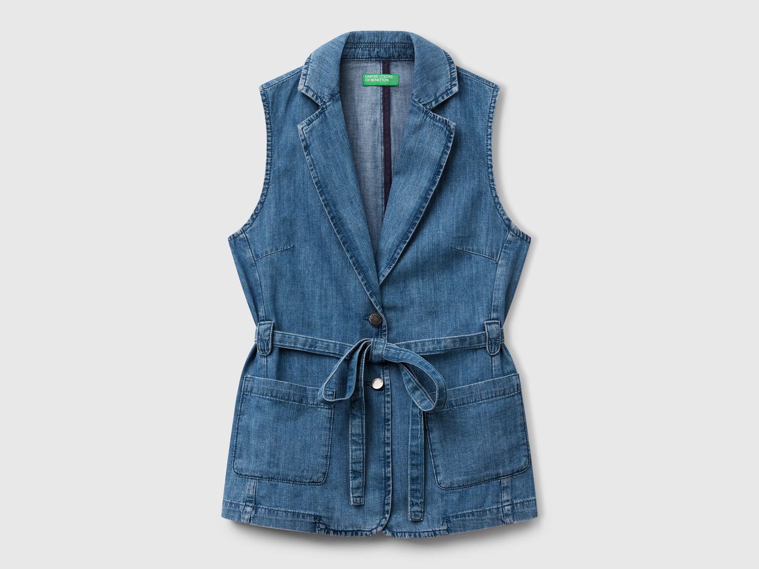 Chambray vest da donna blu | Benetton Outlet