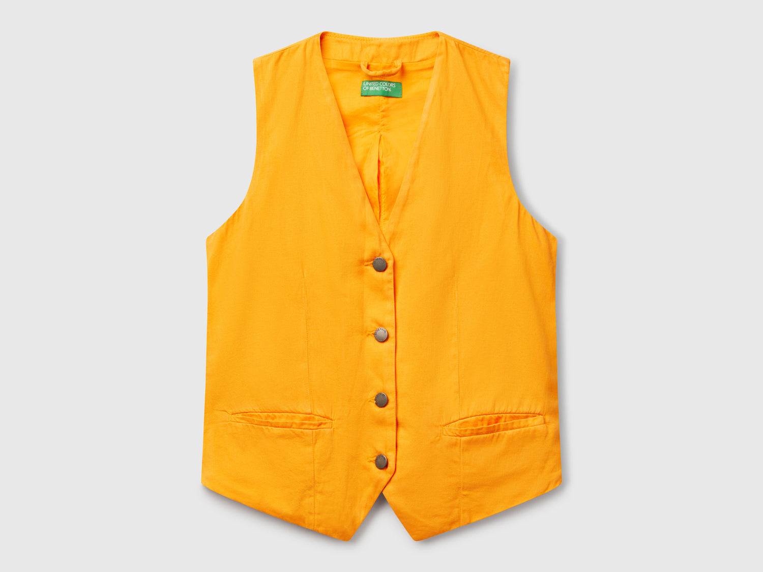 Gilet in misto cotone da donna giallo | Benetton Outlet